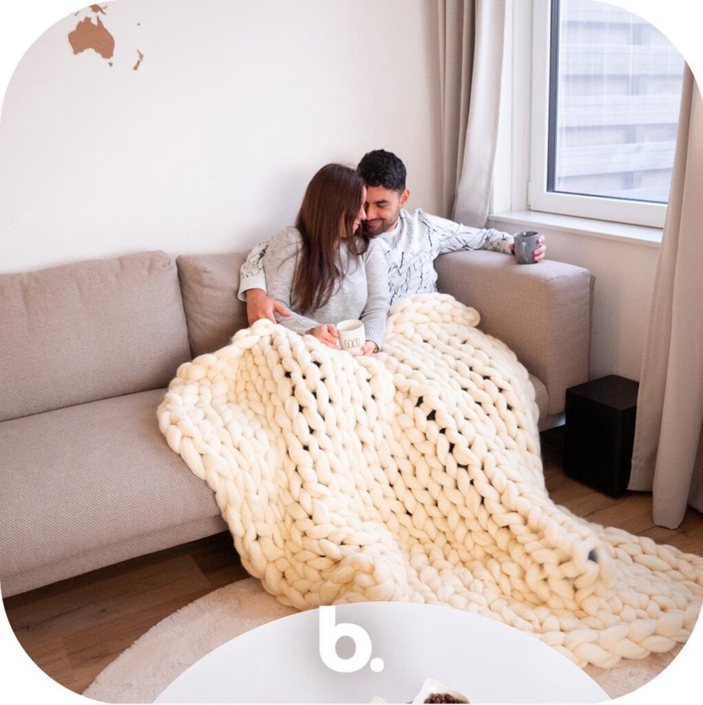 BELM Chunky Merino Gebreide Deken